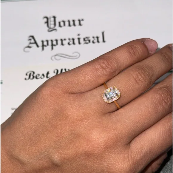 14k Solid Real Gold VVS Certified Diamond Solitaire Halo Ring FREE Appraisal